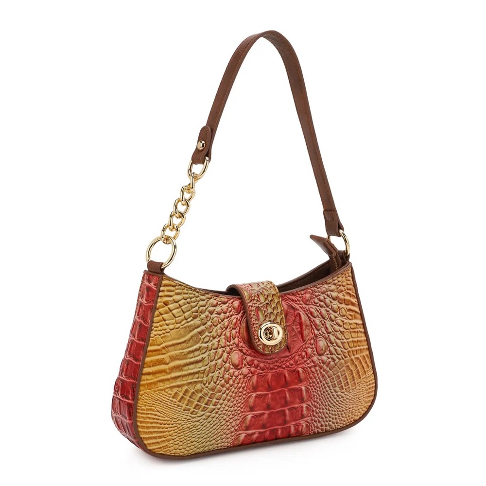 Y2K- Croc-Embossed Red Shoulder Bag